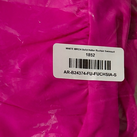 Gorgeous WHITE BIRCH Solid Halter Ruched Swimsuit - Picture 2 of 3